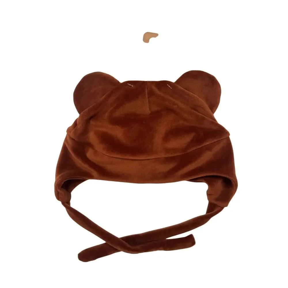 G&L POSITIVE GOODS *NEW* Brown Teddy Bear Upcycled Velvet Hat One Size Kids